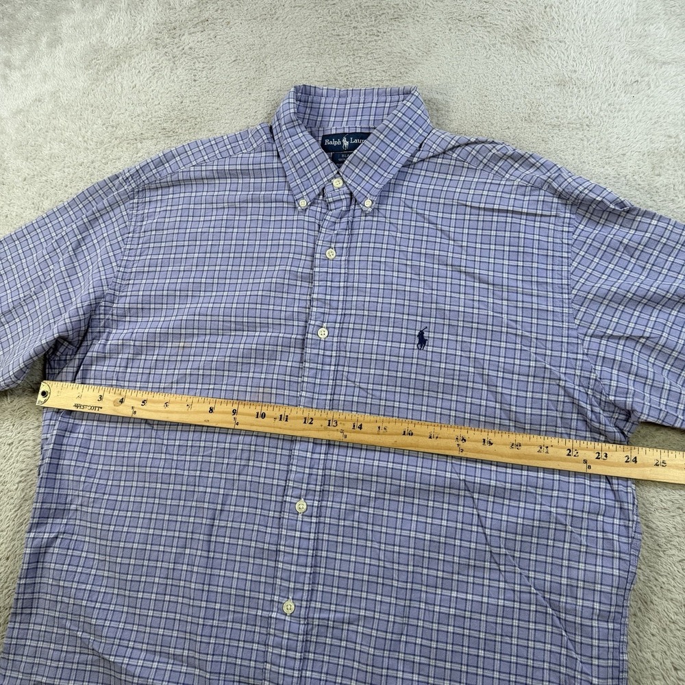 Polo Ralph Lauren Shirt Mens Large Blue Plaid Black Button Down Pony Cotton - Picture 5 of 8